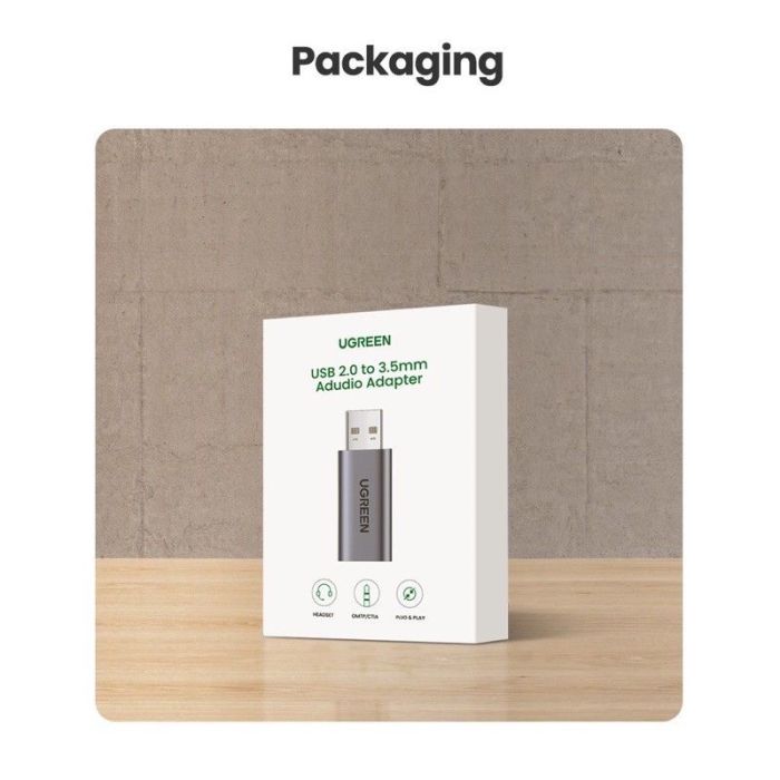 UGREEN USB zunanja zvočna kartica iz USB na 3.5mm avdio - box UGREEN USB zunanja zvočna kartica iz USB na 3.5mm avdio - box