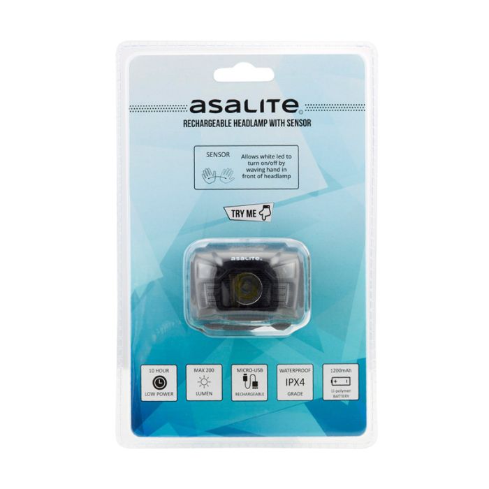 ASALITE naglavna LED svetilka 3W, polnilna, senzor, črna ASALITE naglavna LED svetilka 3W, polnilna, senzor, črna