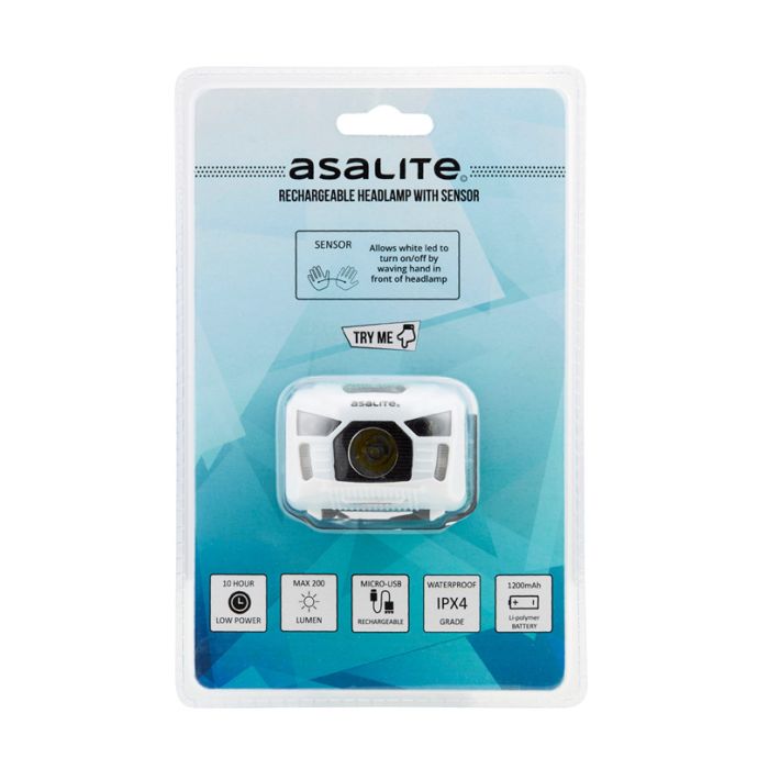 ASALITE naglavna LED svetilka 3W, polnilna, senzor, bela ASALITE naglavna LED svetilka 3W, polnilna, senzor, bela