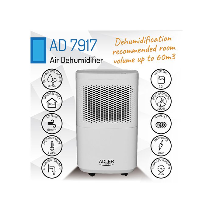 Adler razvlaževalec zraka s kompresorjem 2,2L AD7917 Adler razvlaževalec zraka s kompresorjem 2,2L AD7917