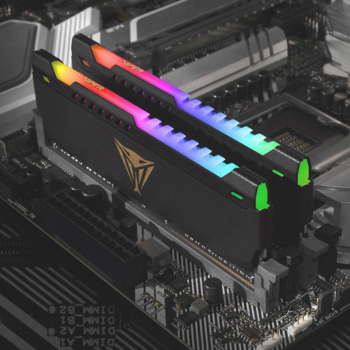 Patriot Viper Steel RGB Kit 32GB (2x16GB) DDR4-3200 DIMM PC4-25600 CL18, 1.35V Patriot Viper Steel RGB Kit 32GB (2x16GB) DDR4-3200 DIMM PC4-25600 CL18, 1.35V