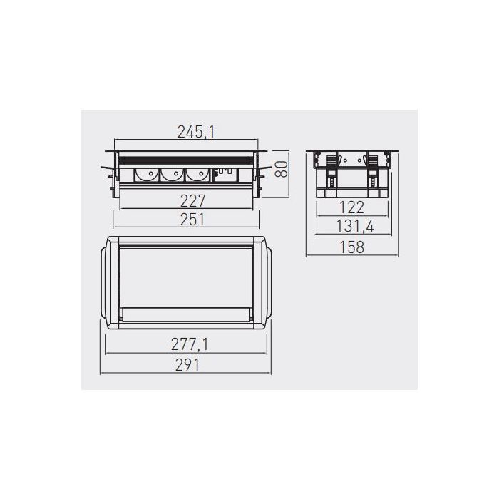GTV vgradna vtičnica za pisarne 3x 230V + 2x USB GTV vgradna vtičnica za pisarne 3x 230V + 2x USB