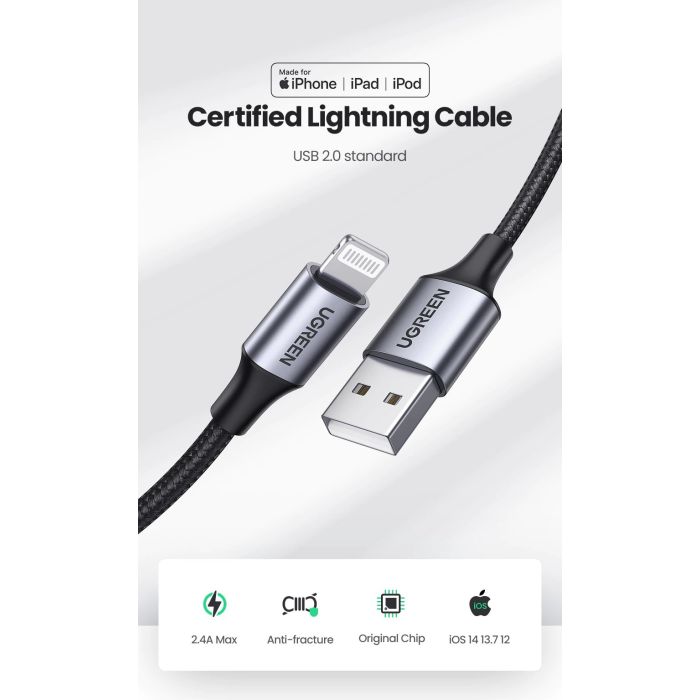 Ugreen kabel Lightning na USB-A 2m - box Ugreen kabel Lightning na USB-A 2m - box
