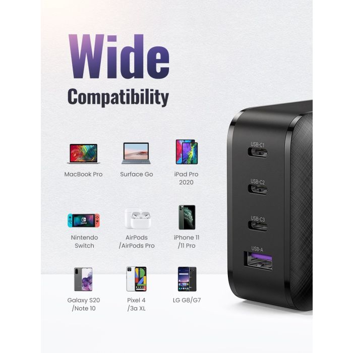 Ugreen USB-A in 3xUSB-C 65W GaN hitri polnilec Ugreen USB-A in 3xUSB-C 65W GaN hitri polnilec