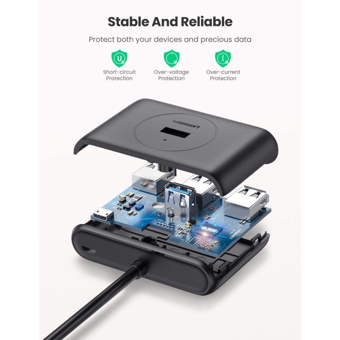 Ugreen USB 3.0 4 Ports Hub črn 1m - box Ugreen USB 3.0 4 Ports Hub črn 1m - box