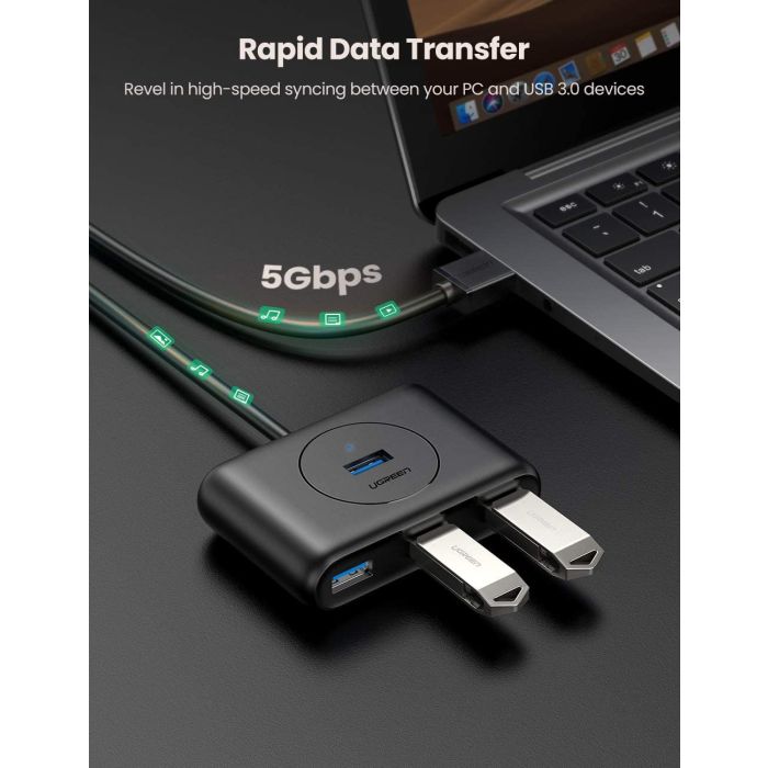 Ugreen USB 3.0 4 Ports Hub črn 1m - box Ugreen USB 3.0 4 Ports Hub črn 1m - box