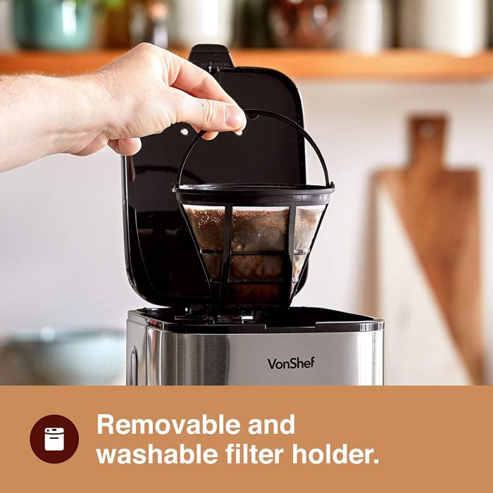 VonShef 1.5L filter aparat za kavo nerjaveče jeklo VonShef 1.5L filter aparat za kavo nerjaveče jeklo