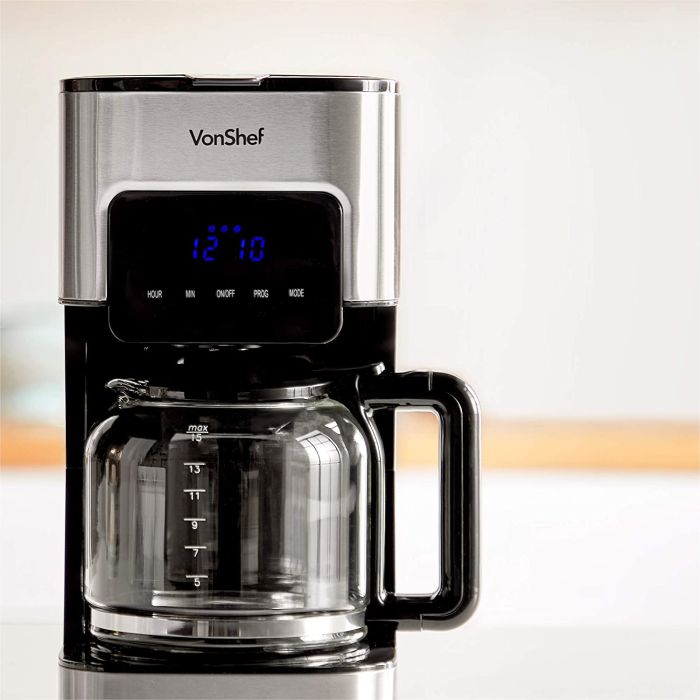 VonShef 1.5L filter aparat za kavo nerjaveče jeklo VonShef 1.5L filter aparat za kavo nerjaveče jeklo