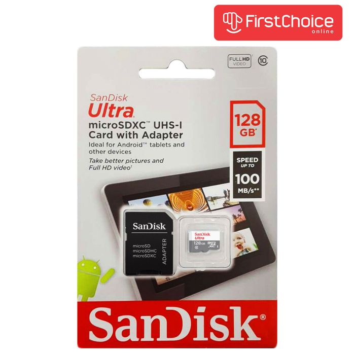 SanDisk Ultra microSDXC 128GB + SD Adapter 100MB/s Class 10 UHS-I SanDisk Ultra microSDXC 128GB + SD Adapter 100MB/s Class 10 UHS-I