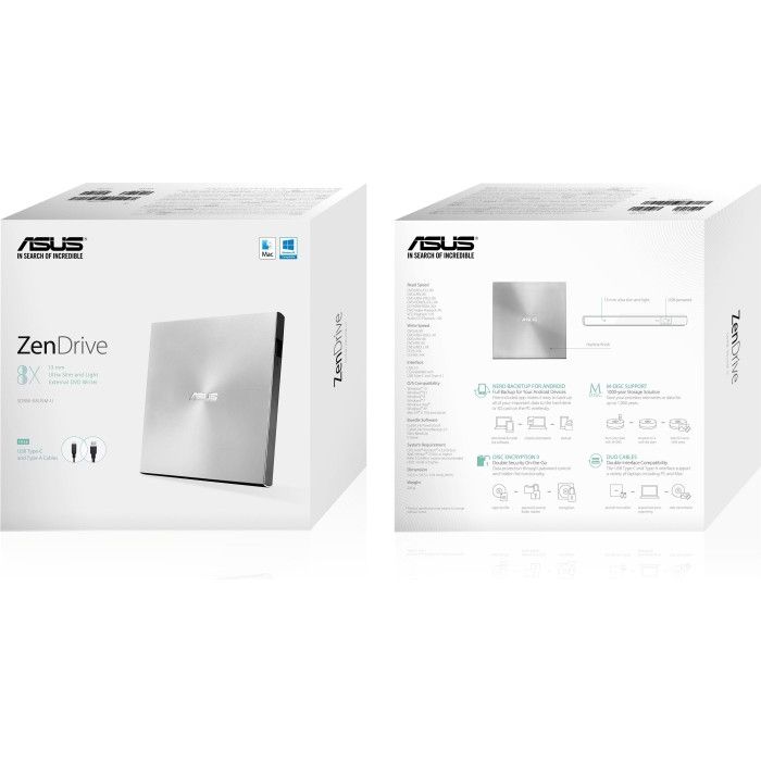 ASUS SDRW-08U9M-U DVD+/-RW 8X USB Type-C ultra slim zunanji zapisovalnik ASUS SDRW-08U9M-U DVD+/-RW 8X USB Type-C ultra slim zunanji zapisovalnik