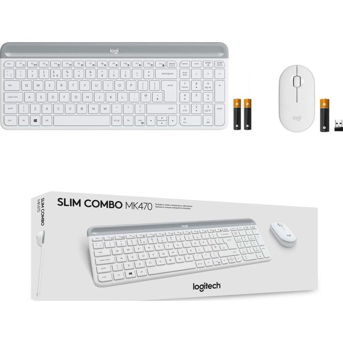 Logitech Slim Wireless Combo MK470, grafitna SLO bela Logitech Slim Wireless Combo MK470, grafitna SLO bela