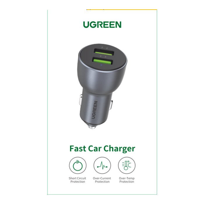 Ugreen avtopolnilec 2xUSB QC 3.0 36W 10144 - box Ugreen avtopolnilec 2xUSB QC 3.0 36W 10144 - box