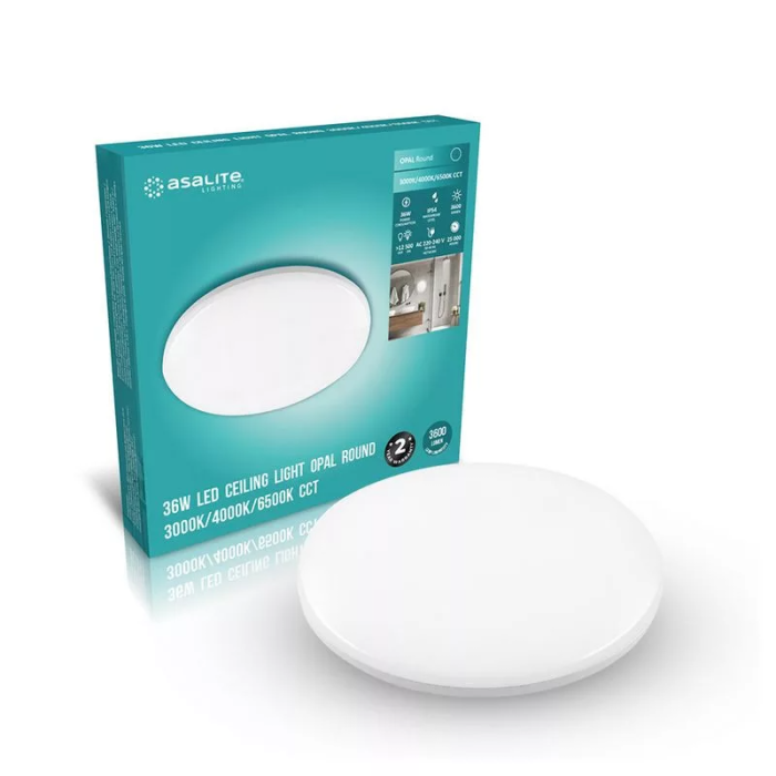ASALITE stropna LED 36W 3000K/4000K/6500K, CCT, 3600lm, IP54 ASALITE stropna LED 36W 3000K/4000K/6500K, CCT, 3600lm, IP54