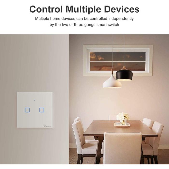 SONOFF pametno stensko stikalo Wi-Fi + RF433 dvojno T1EU2C-TX SONOFF pametno stensko stikalo Wi-Fi + RF433 dvojno T1EU2C-TX