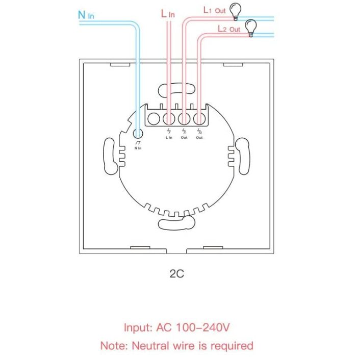SONOFF pametno stensko stikalo Wi-Fi + RF433 dvojno T1EU2C-TX SONOFF pametno stensko stikalo Wi-Fi + RF433 dvojno T1EU2C-TX