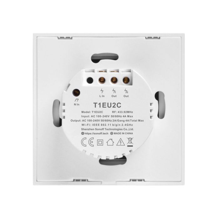 SONOFF pametno stensko stikalo Wi-Fi + RF433 dvojno T1EU2C-TX SONOFF pametno stensko stikalo Wi-Fi + RF433 dvojno T1EU2C-TX
