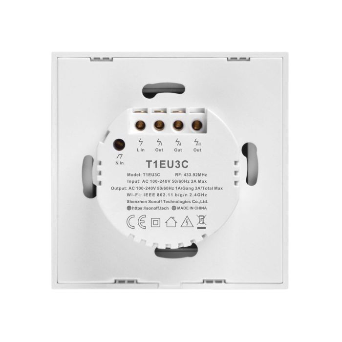 SONOFF pametno stensko stikalo Wi-Fi + RF433 trojno T1EU3C-TX SONOFF pametno stensko stikalo Wi-Fi + RF433 trojno T1EU3C-TX