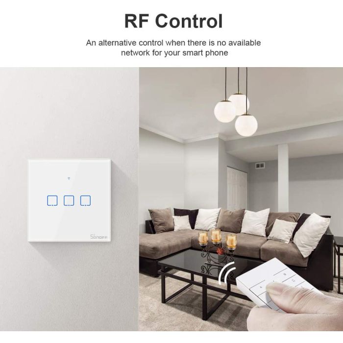 SONOFF pametno stensko stikalo Wi-Fi + RF433 trojno T1EU3C-TX SONOFF pametno stensko stikalo Wi-Fi + RF433 trojno T1EU3C-TX