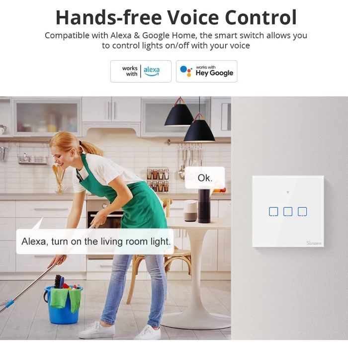 SONOFF pametno stensko stikalo Wi-Fi + RF433 trojno T1EU3C-TX SONOFF pametno stensko stikalo Wi-Fi + RF433 trojno T1EU3C-TX