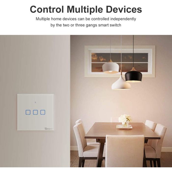 SONOFF pametno stensko stikalo Wi-Fi + RF433 trojno T1EU3C-TX SONOFF pametno stensko stikalo Wi-Fi + RF433 trojno T1EU3C-TX