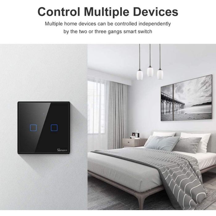 SONOFF pametno stensko stikalo Wi-Fi dvojno T3EU2C-TX SONOFF pametno stensko stikalo Wi-Fi dvojno T3EU2C-TX