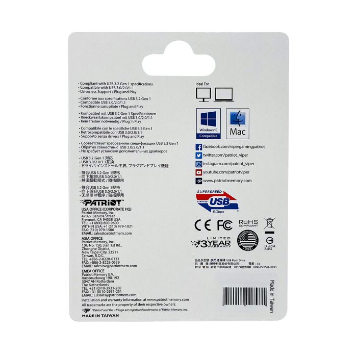 Patriot 256GB 120MB/s Supersonic Rage Lite USB 3.2 spominski ključek Patriot 256GB 120MB/s Supersonic Rage Lite USB 3.2 spominski ključek