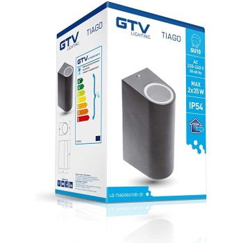 GTV zunanja stenska svetilka TIAGO 2x GU10 230V IP54, črna