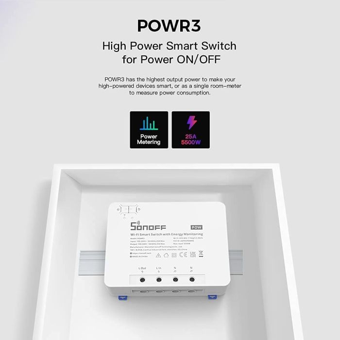 SONOFF pametno stikalo Wi-Fi za merjenje porabe energije POWR3 SONOFF pametno stikalo Wi-Fi za merjenje porabe energije POWR3