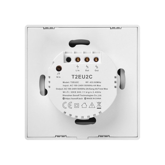 SONOFF pametno stensko stikalo Wi-Fi + RF433 dvojno T2EU2C-TX SONOFF pametno stensko stikalo Wi-Fi + RF433 dvojno T2EU2C-TX