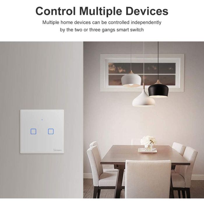 SONOFF pametno stensko stikalo Wi-Fi + RF433 dvojno T2EU2C-TX SONOFF pametno stensko stikalo Wi-Fi + RF433 dvojno T2EU2C-TX
