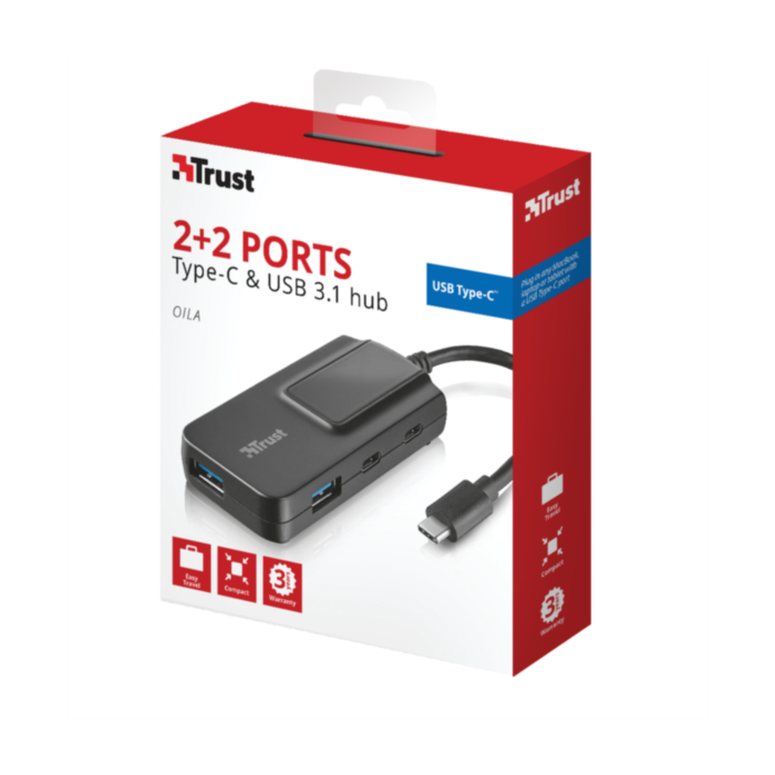 Trust 21321 Oila 2+2 port USB-c USB3.1 hub Trust 21321 Oila 2+2 port USB-c USB3.1 hub