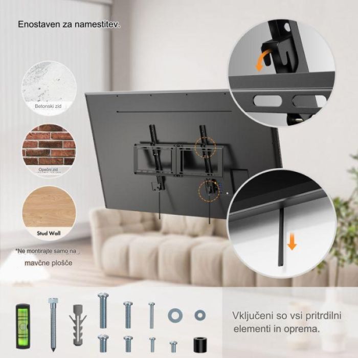 VonHaus 37-82 nagibni TV stenski nosilec do 75kg VonHaus 37-82 nagibni TV stenski nosilec do 75kg