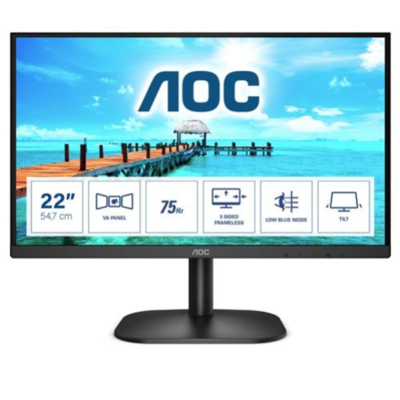 Monitor AOC 54,6 cm (21,5) 22B2H 1920x1080 VA 6,5ms VGA HDMI 3H sRGB98%