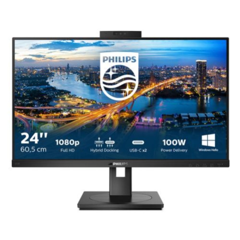 Monitor Philips 60,5 cm (23,8) 243B1JH 1920x1080 75Hz IPS 4ms HDMI DisplayPort USB-C 100W 4xUSB3.2 Pivot Kamera Zvočniki  3H sRGB105% RJ45