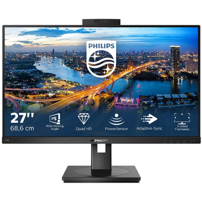 Monitor Philips 68,6 cm (27,0) 275B1H/00 2560x1440 konferenca 75Hz IPS 4ms DVI HDMI DisplayPort 4xUSB3.2 Pivot Kamera Zvočniki 2x3W  3H sRGB123% B-line