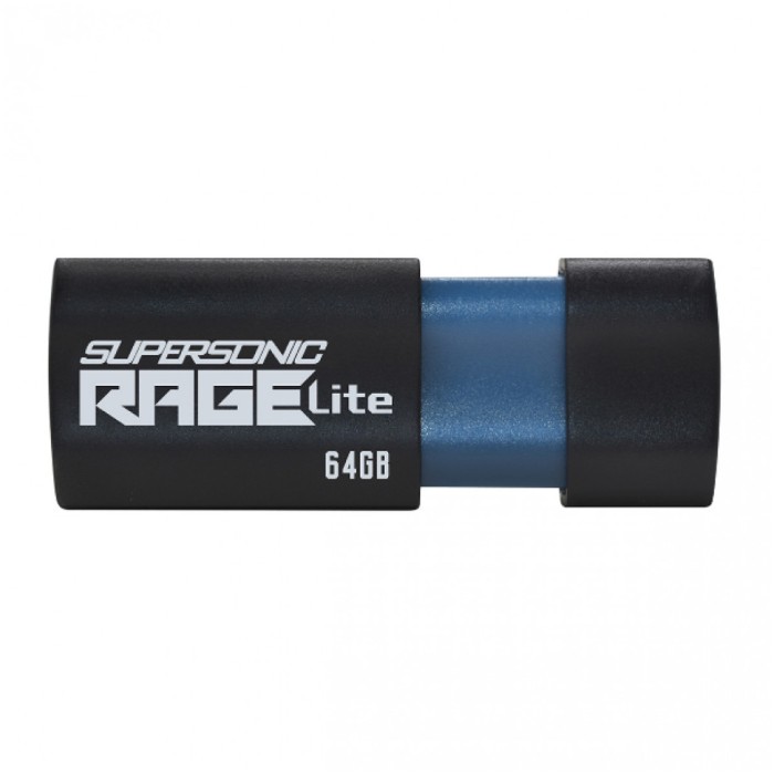 Spominski ključek 64GB USB 3.2 Patriot Supersonic Rage Lite 120MB/s - plastičen/izvlečni/črno-moder (PEF64GRLB32U)