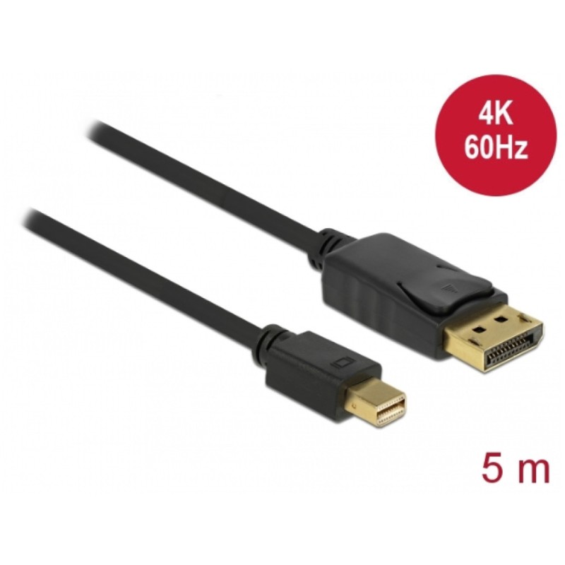 Kabel DisplayPort mini (m) => DisplayPort (m) 5,00m 4K 60Hz črn Delock (83479) Delock Kabel DisplayPort mini (m) => DisplayPort (m) 5,00m 4K 60Hz črn Delock (83479)