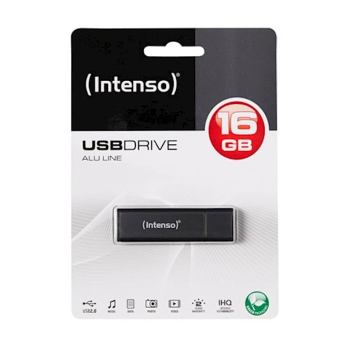 Spominski ključek 16GB USB 2.0 Intenso Alu Line 28MB/s 6,5MB/s aluminij s pokrovčkom črn (3521471)