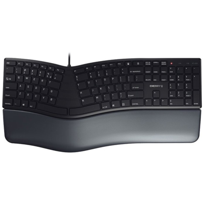 Tipkovnica Cherry USB ergonomska KC 4500 ERGO US international Ergonomska črna SLO gravura (JK-4500GB-2)