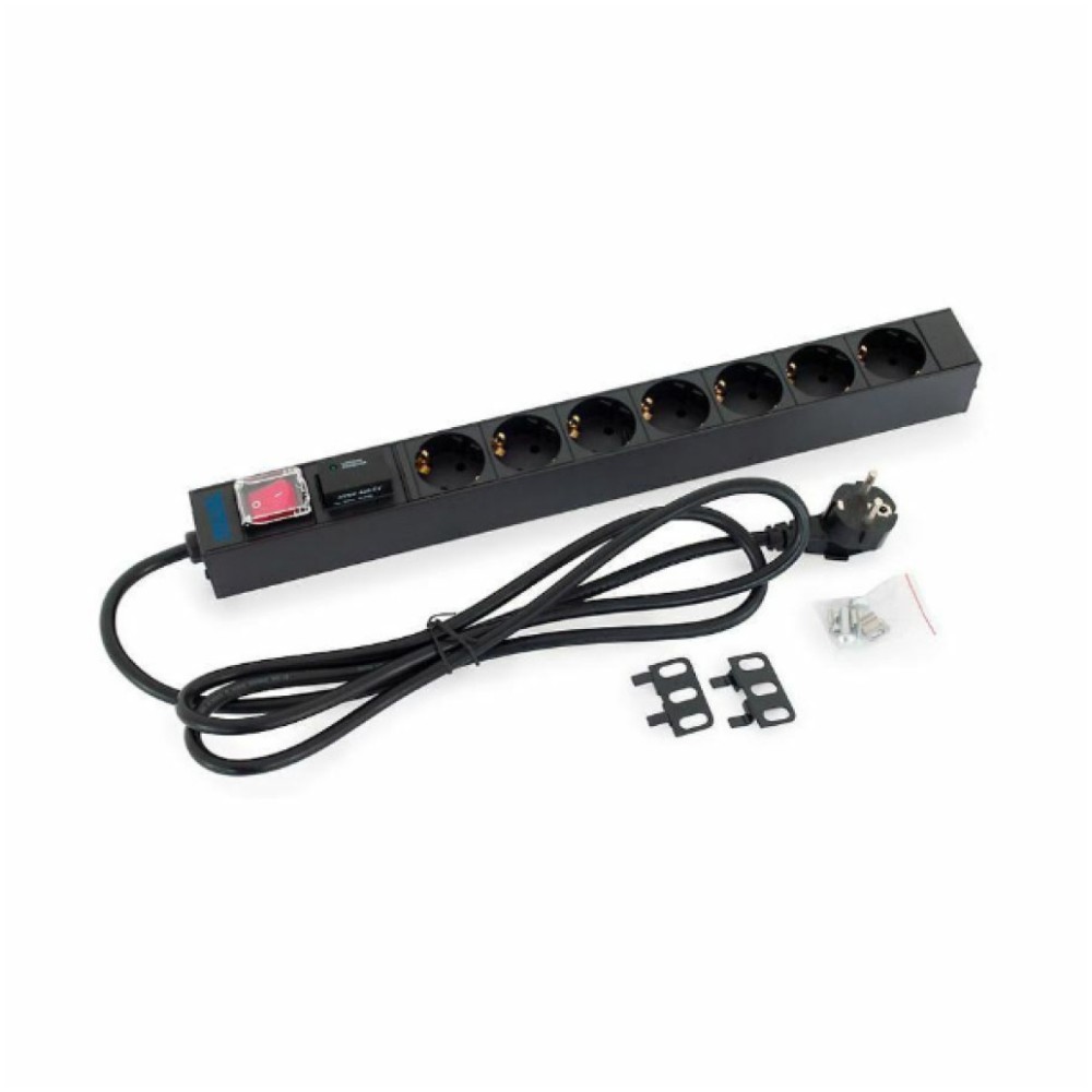 Prenapetostna zaščita Triton 2,00m 1xDIN49441 7x230V ALU rack 1U 19 stikalo (RAB-PD-X12-A1)
