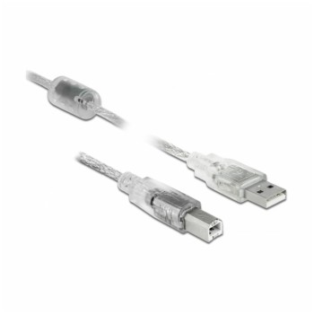 Kabel USB A => B 0,50m dvojno oklopljen transparent Delock 82057