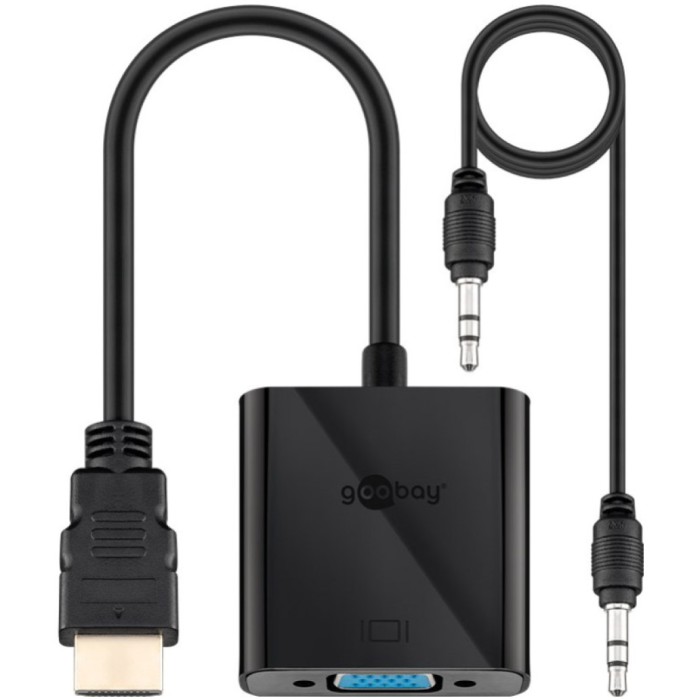 Adapter HDMI (m) => VGA (ž) 15cm Goobay - črn (68793)