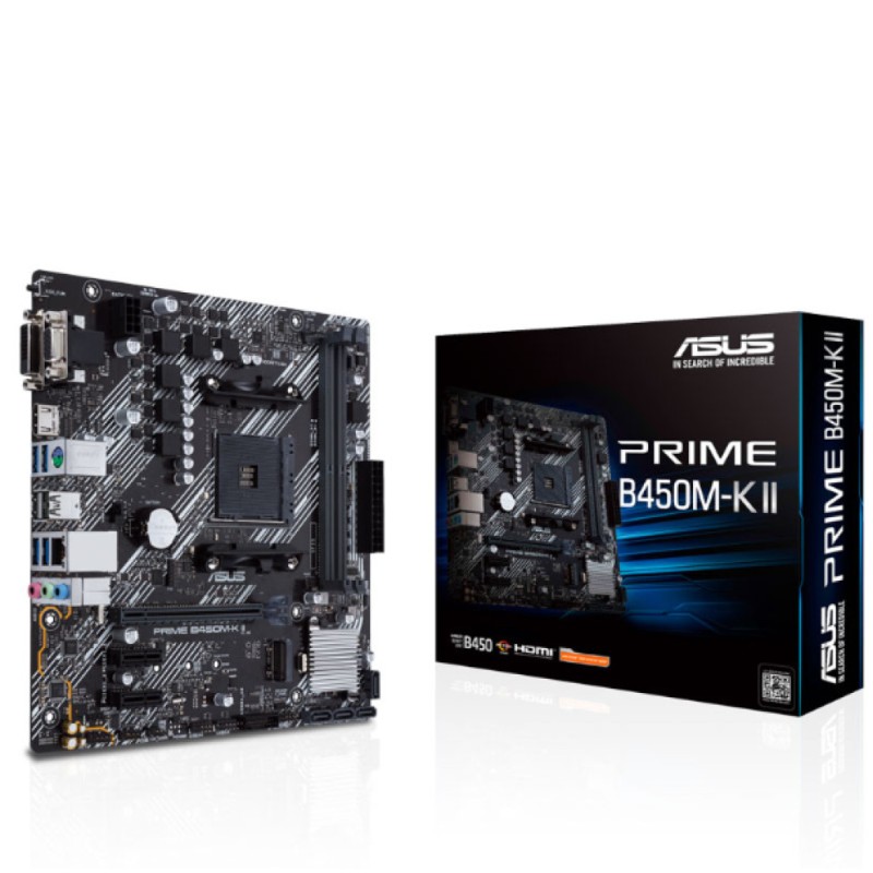Osnovna plošča AM4 Asus PRIME B450M-K II microATX M.2 VGA DVI HDMI ASUS Osnovna plošča AM4 Asus PRIME B450M-K II microATX M.2 VGA DVI HDMI
