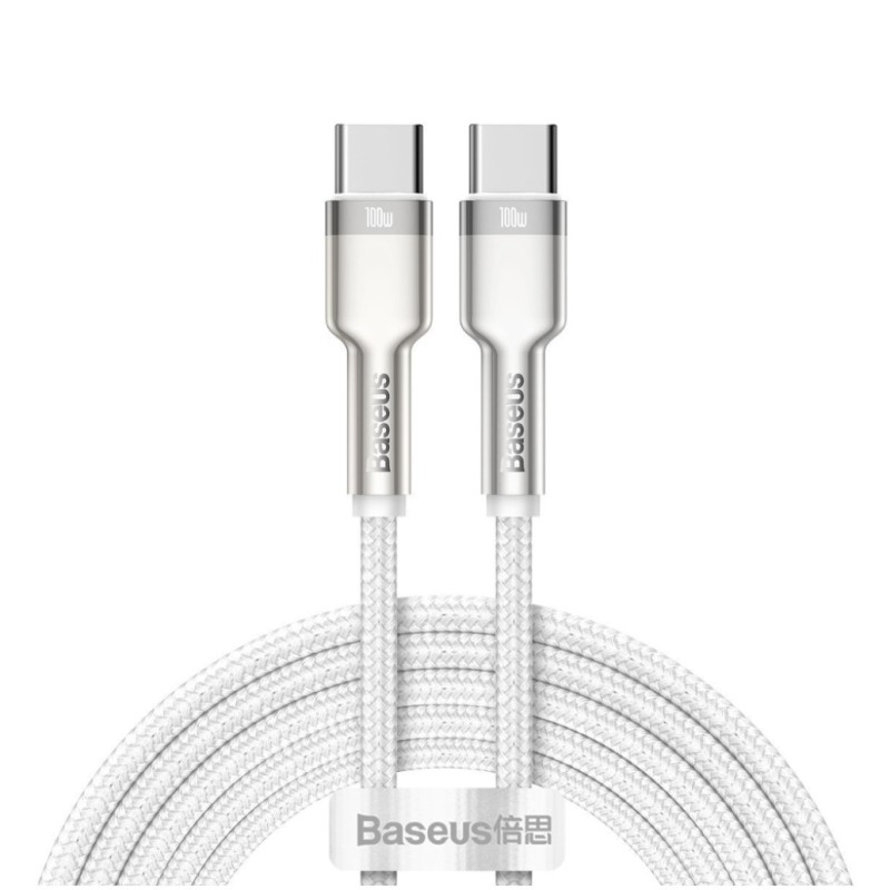 Kabel USB-C => USB-C 2.0 5A (100W/20V) 2,00m bel Baseus (CATJK-D02) Baseus Kabel USB-C => USB-C 2.0 5A (100W/20V) 2,00m bel Baseus (CATJK-D02)