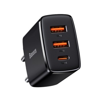 Hišni polnilec 100-240V => 2x USB-A (ž) 1x USB-C 30W za mobilni telefon ali tablični računalnik Baseus PD3 + QC3 - črn (CCXJ-E01)