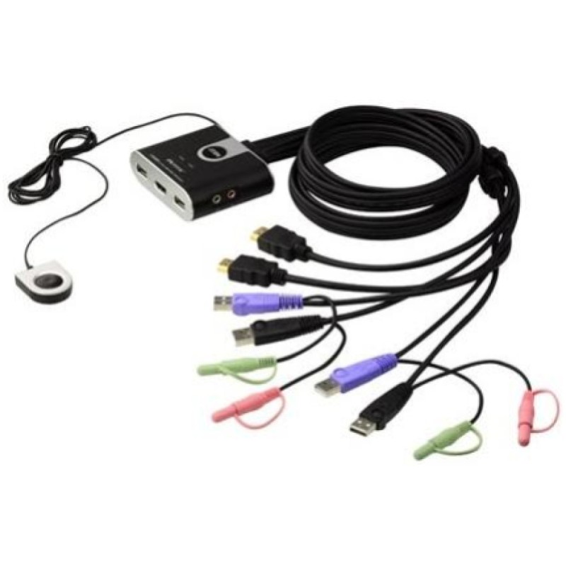 Podatkovni preklopnik Aten AUTO 2:1 mini 2xKVM 3xHDMI 2xUSB 6xUSB 3xAudio s kabli CS692 Aten Podatkovni preklopnik Aten AUTO 2:1 mini 2xKVM 3xHDMI 2xUSB 6xUSB 3xAudio s kabli CS692