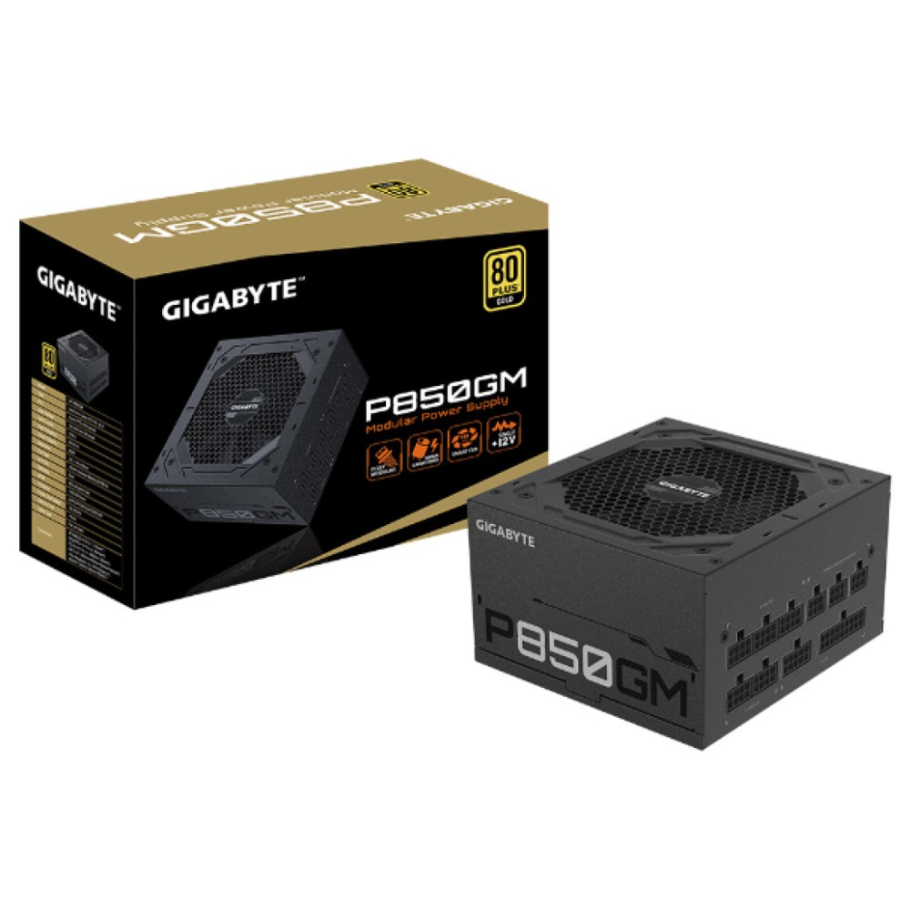 Napajalnik - 850W GigaByte 80Plus Gold 90% ATX12V 2.31 Modular 120mm črna (GP-P850GM) GIGABYTE Napajalnik - 850W GigaByte 80Plus Gold 90% ATX12V 2.31 Modular 120mm črna (GP-P850GM)