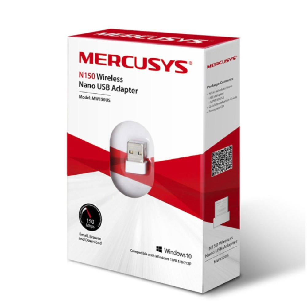 Brezžični mrežni adapter USB 2.0 MERCUSYS Nano WiFi4 802.11n N150 150Mbit/s Nano (MW150US) MERCUSYS Brezžični mrežni adapter USB 2.0 MERCUSYS Nano WiFi4 802.11n N150 150Mbit/s Nano (MW150US)