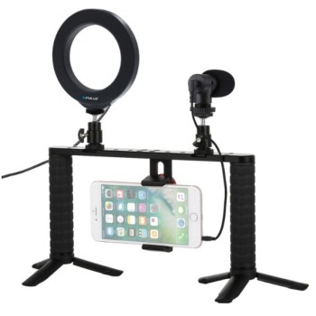 Selfie LED svetlobni obroč Puluz za pametni telefon na stojalu + mikrofon (PKT3028) Selfie LED svetlobni obroč Puluz za pametni telefon na stojalu + mikrofon (PKT3028)