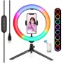Selfie LED svetlobni obroč Puluz za pametni telefon s stojalom 26cm RGBW (PKT3082B)